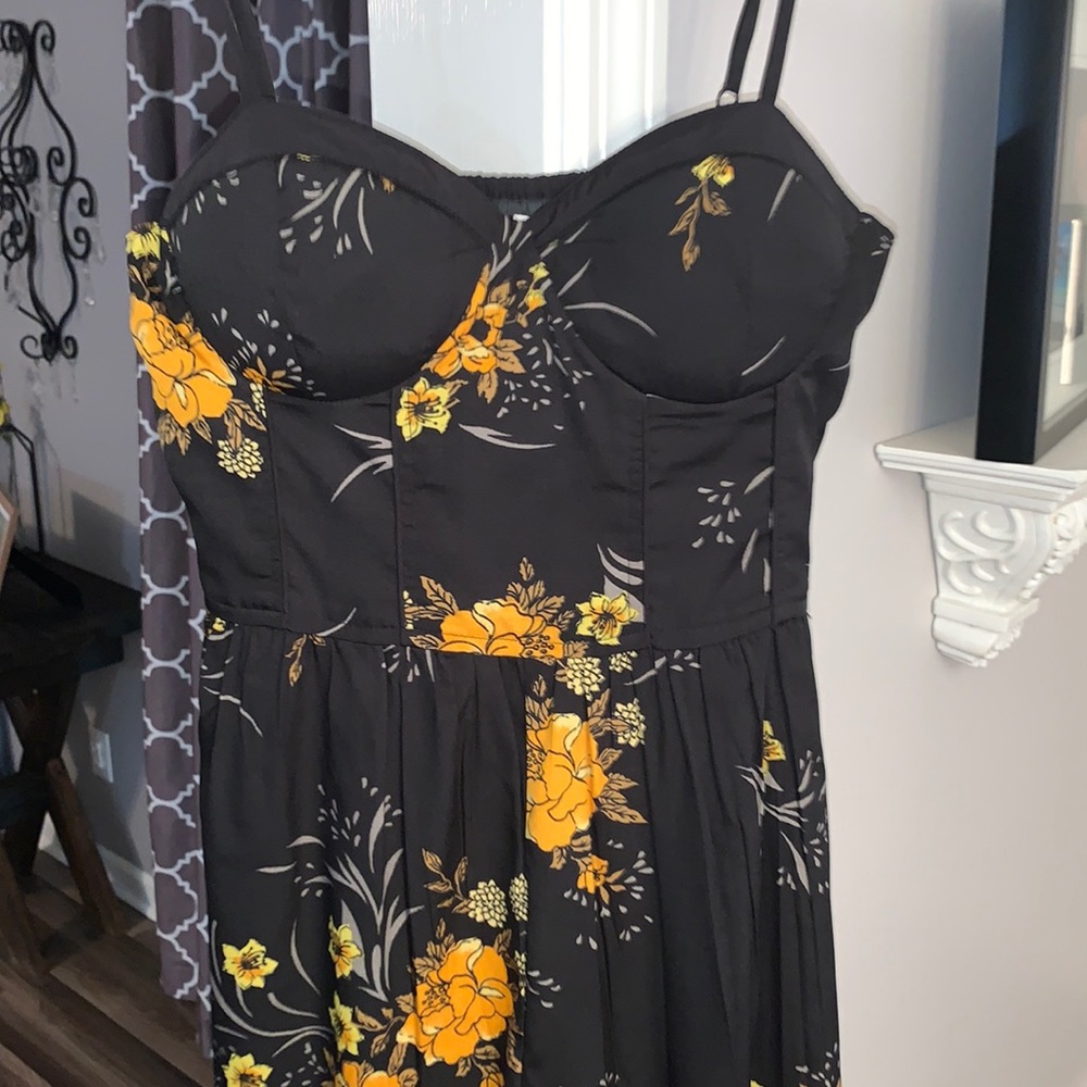 Black with yellow floral design jumpsuit